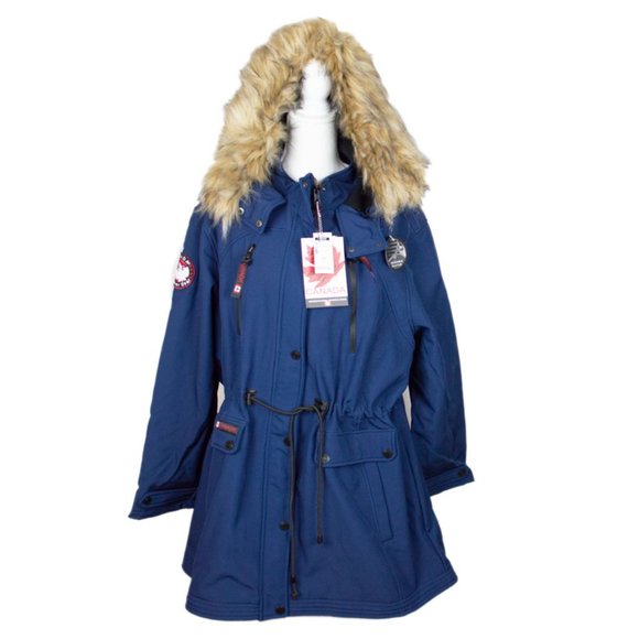 Canada Weather Gear Royal Blue & Brown Faux-Fur Trim Hood Anorak Jacket - Picture 4 of 14